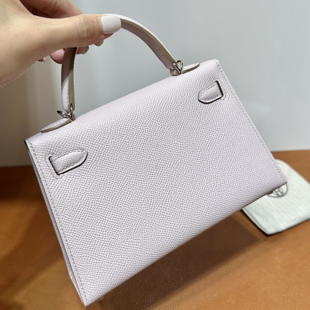 愛馬仕迷你凱莉女包多少錢 Hermès Kelly Mini Sellier 19 Epsom Mauve Pale夢幻粉紫銀色五金