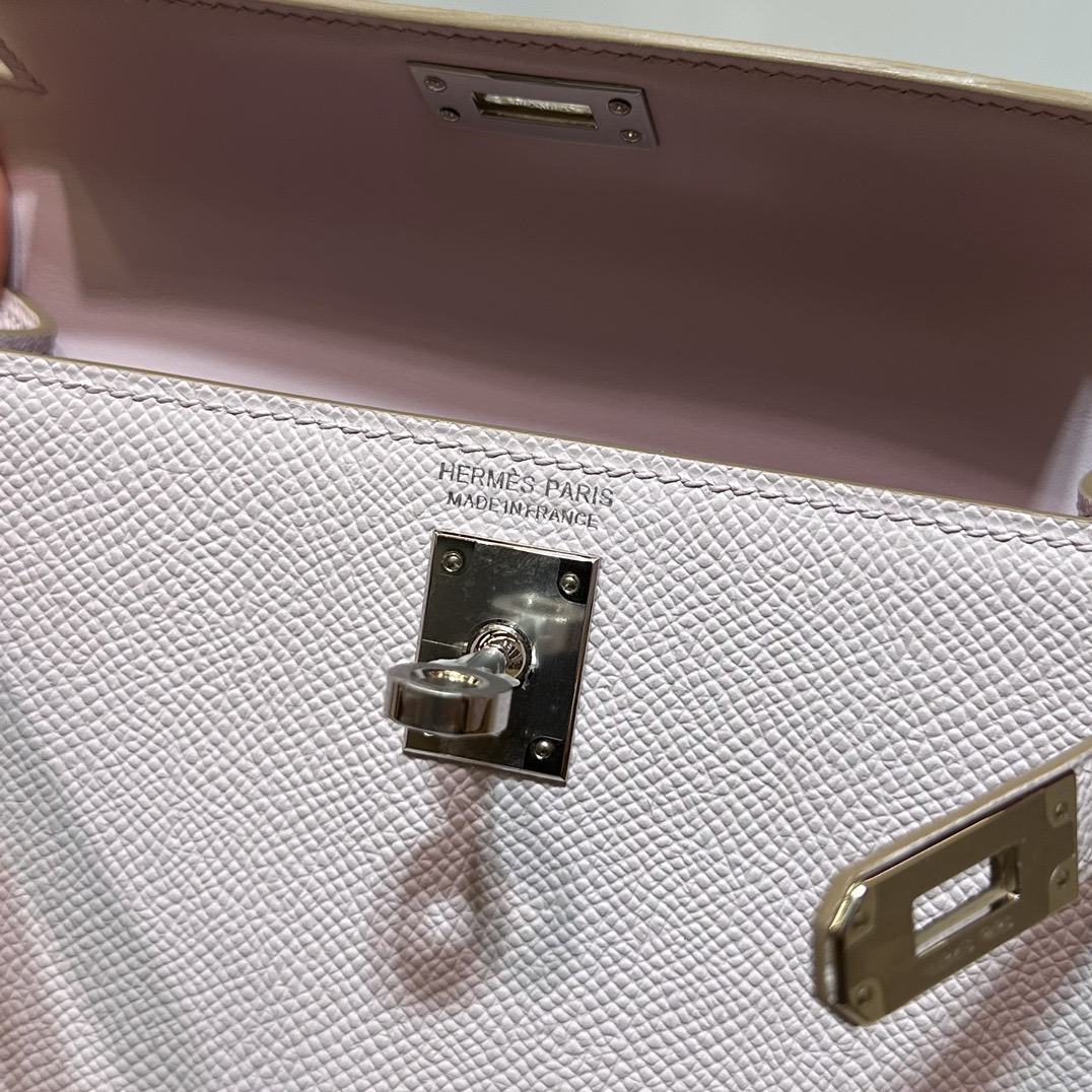 愛馬仕迷你凱莉女包多少錢 Hermès Kelly Mini Sellier 19 Epsom Mauve Pale夢幻粉紫銀色五金