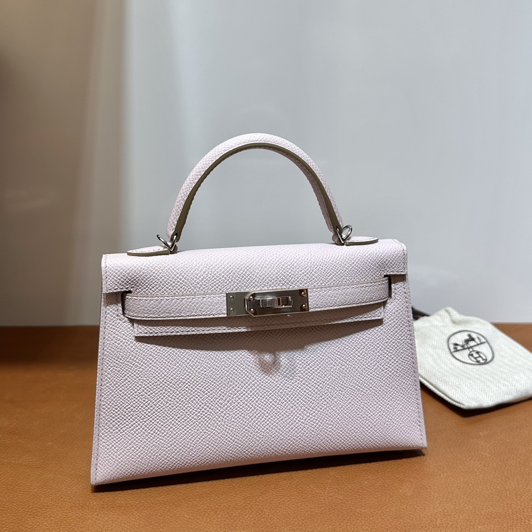 愛馬仕迷你凱莉女包多少錢 Hermès Kelly Mini Sellier 19 Epsom Mauve Pale夢幻粉紫銀色五金