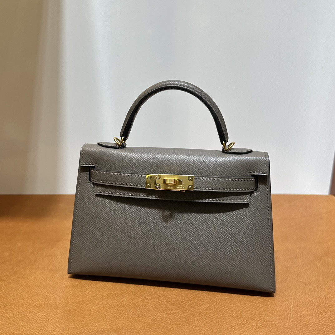 愛馬仕凱莉迷你包價格 Hermès Kelly Mini Sellier 19 Epsom 顏色8F Etain錫器灰金色五金