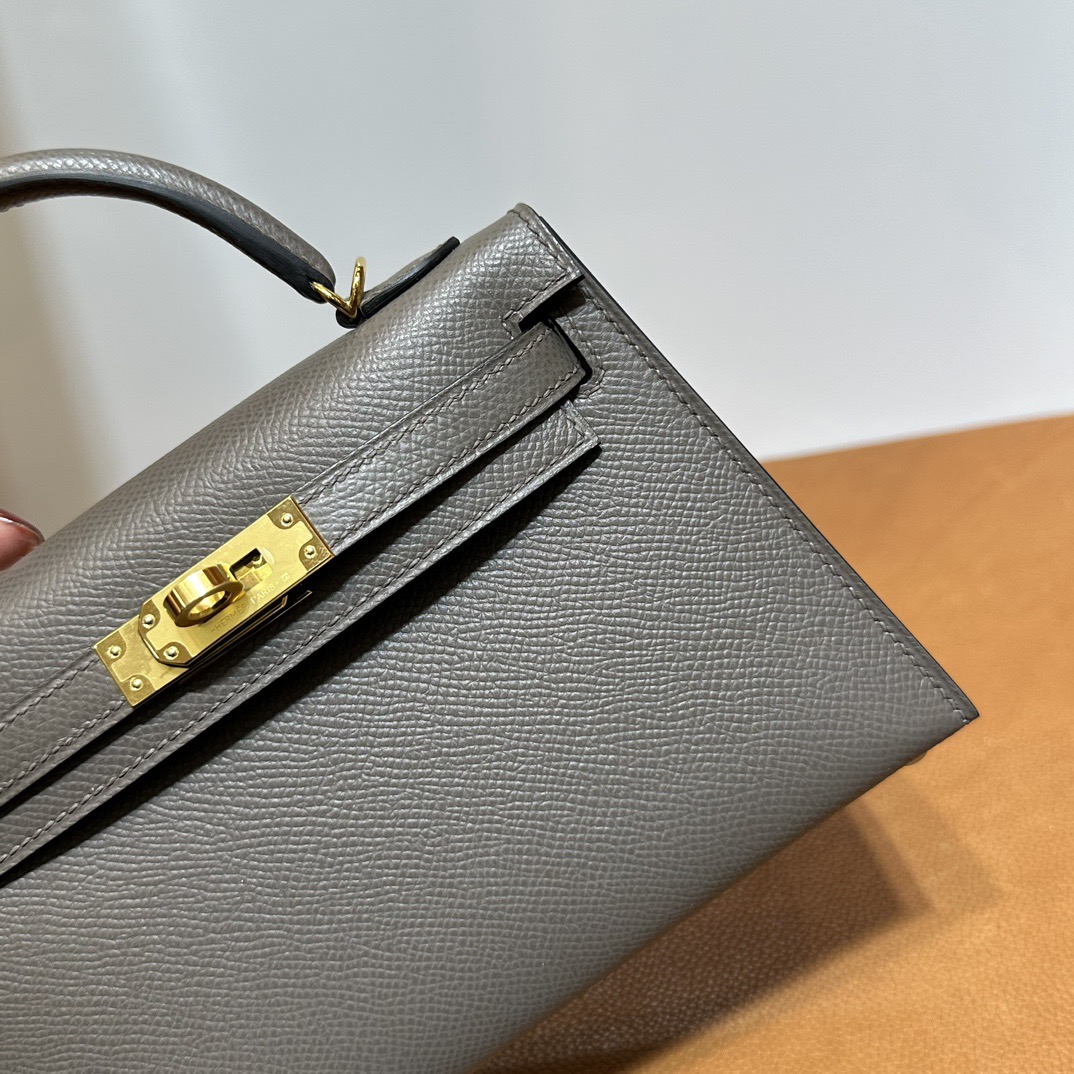 愛馬仕凱莉迷你包價格 Hermès Kelly Mini Sellier 19 Epsom 顏色8F Etain錫器灰金色五金