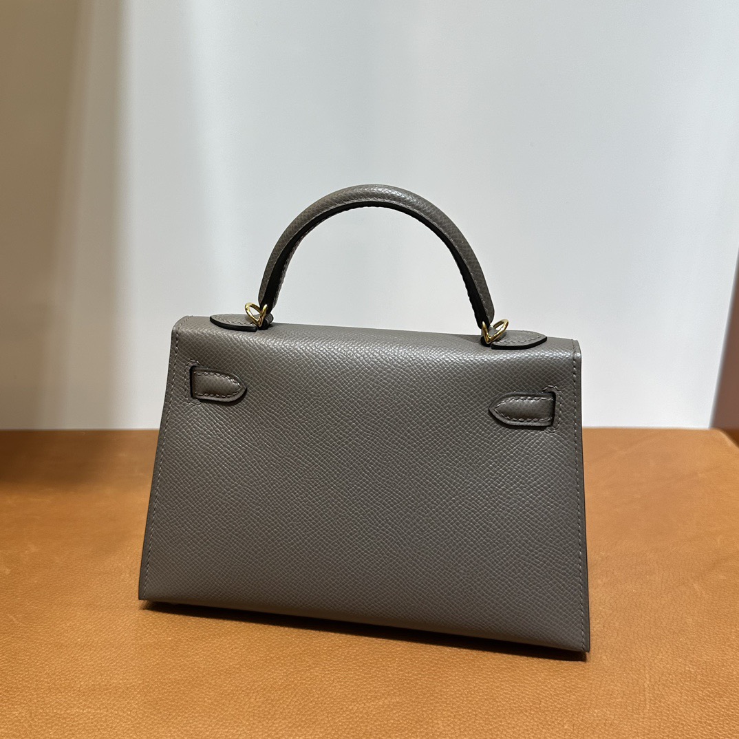 愛馬仕凱莉迷你包價格 Hermès Kelly Mini Sellier 19 Epsom 顏色8F Etain錫器灰金色五金