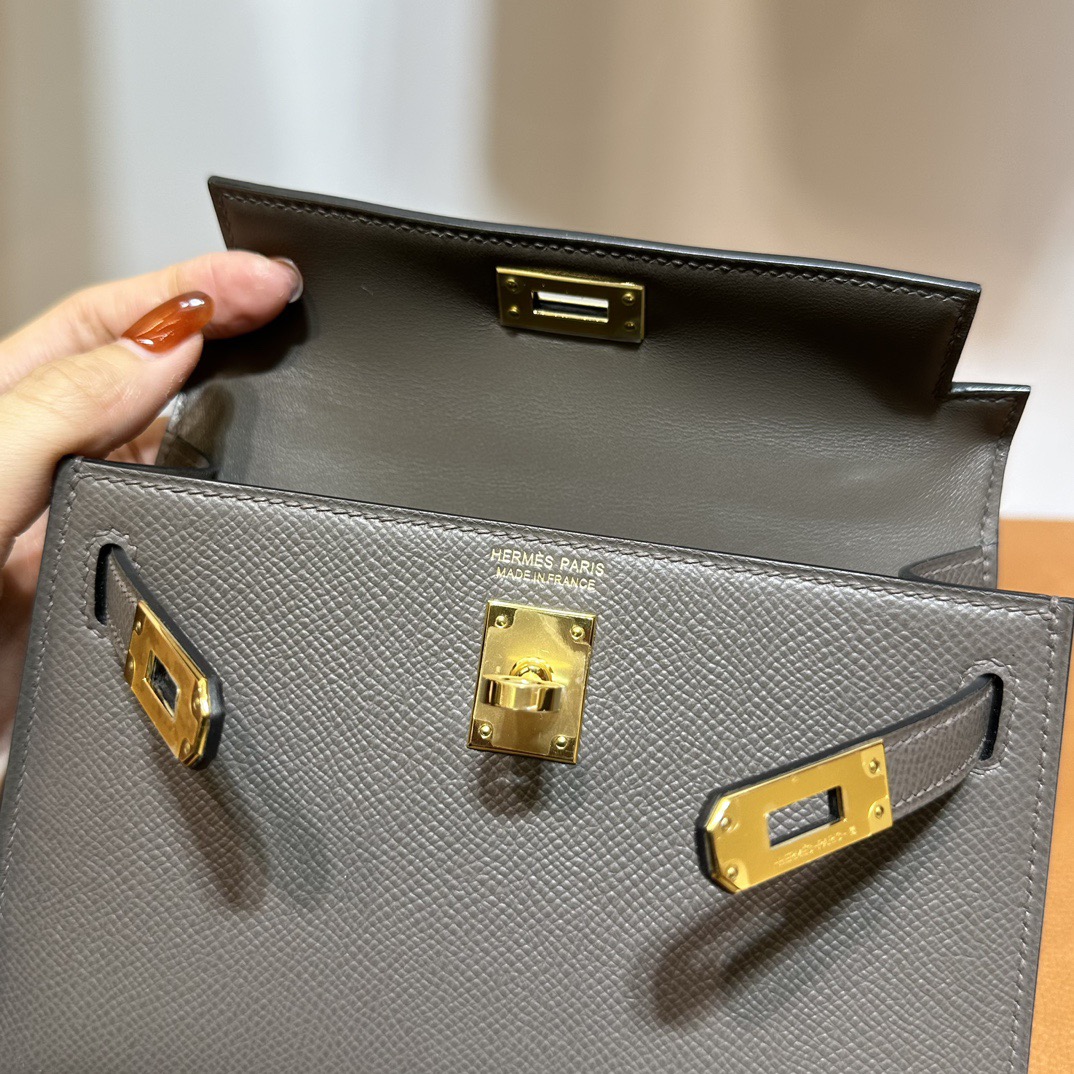 愛馬仕凱莉迷你包價格 Hermès Kelly Mini Sellier 19 Epsom 顏色8F Etain錫器灰金色五金