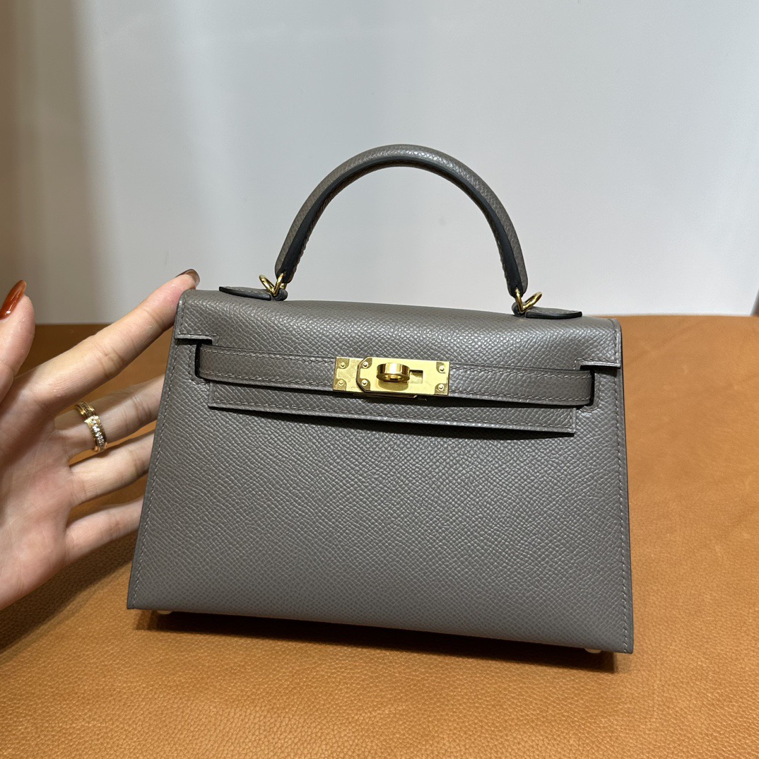 愛馬仕凱莉迷你包價格 Hermès Kelly Mini Sellier 19 Epsom 顏色8F Etain錫器灰金色五金