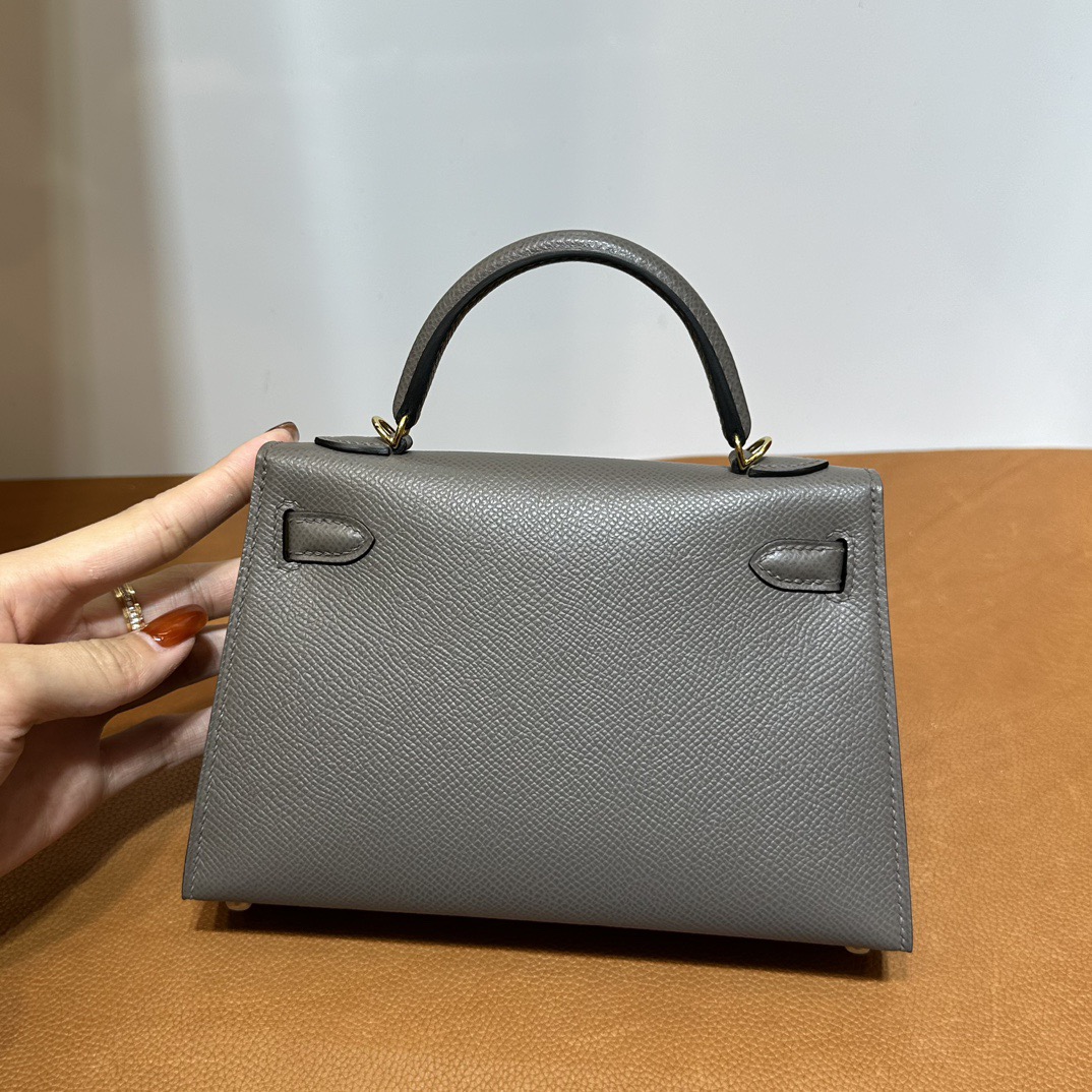 愛馬仕凱莉迷你包價格 Hermès Kelly Mini Sellier 19 Epsom 顏色8F Etain錫器灰金色五金