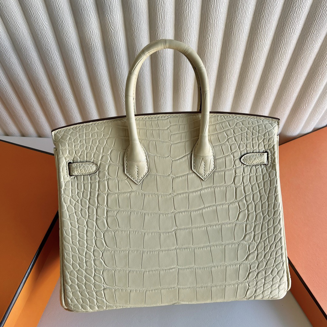 愛馬仕鉑金包25寸專櫃價格 Hermès Birkin 25 霧面美洲鱷魚皮Y1 Vanille 香草色 金色五金