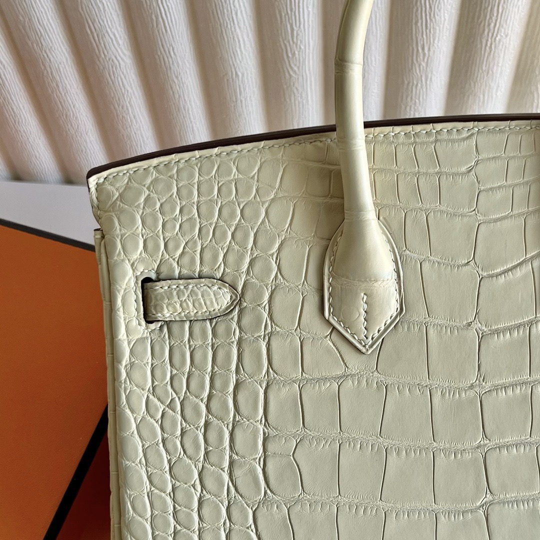 愛馬仕鉑金包25寸專櫃價格 Hermès Birkin 25 霧面美洲鱷魚皮Y1 Vanille 香草色 金色五金