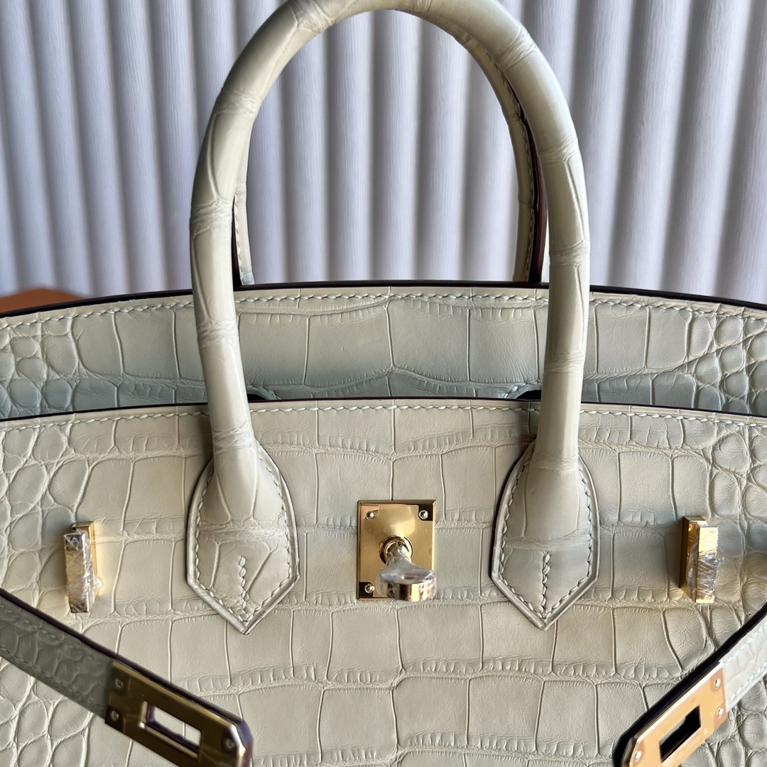 愛馬仕鉑金包25寸專櫃價格 Hermès Birkin 25 霧面美洲鱷魚皮Y1 Vanille 香草色 金色五金