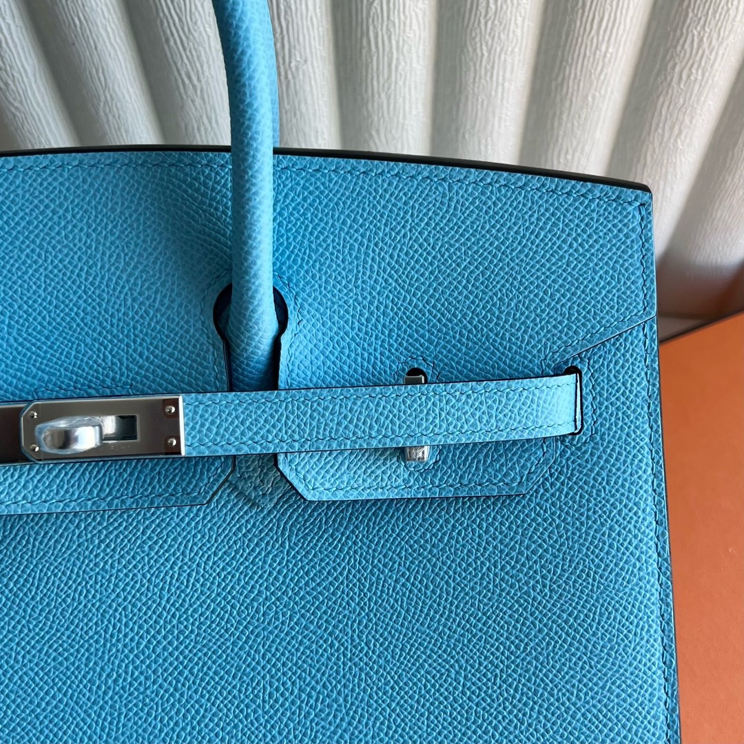 愛馬仕鉑金包尺寸是多少 Hermès Birkin 25 Sellier Epsom Céleste天藍色 糖果藍銀色五金