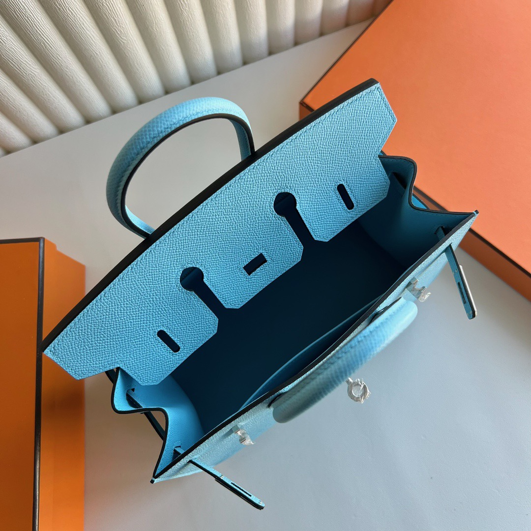 愛馬仕鉑金包尺寸是多少 Hermès Birkin 25 Sellier Epsom Céleste天藍色 糖果藍銀色五金