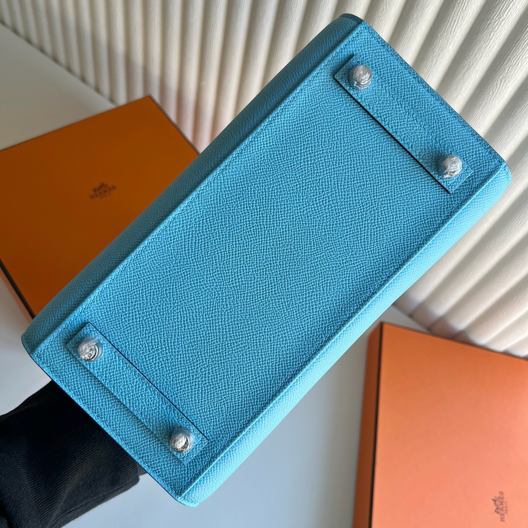愛馬仕鉑金包尺寸是多少 Hermès Birkin 25 Sellier Epsom Céleste天藍色 糖果藍銀色五金