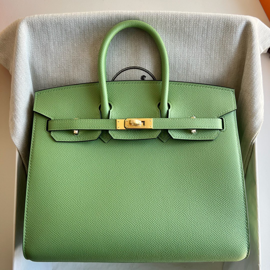愛馬仕包包鉑金包25寸 Hermès Birkin 25 Sellier Epsom 3I Vert Criquet牛油果綠蚱蜢綠金色五金