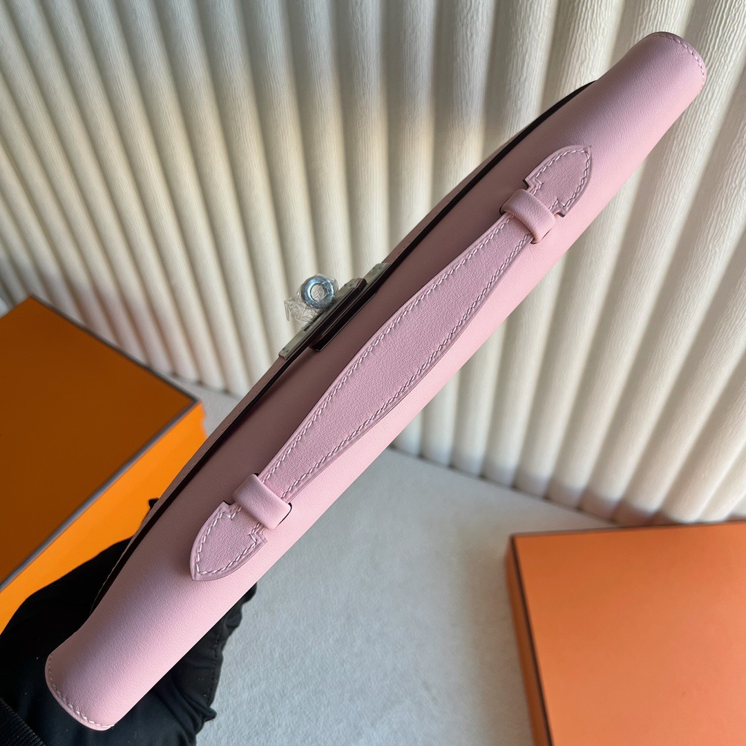 愛馬仕包包經典款Hermès Kelly Cut Swift Leather 顏色3Q Rose Sakura櫻花粉銀色五金
