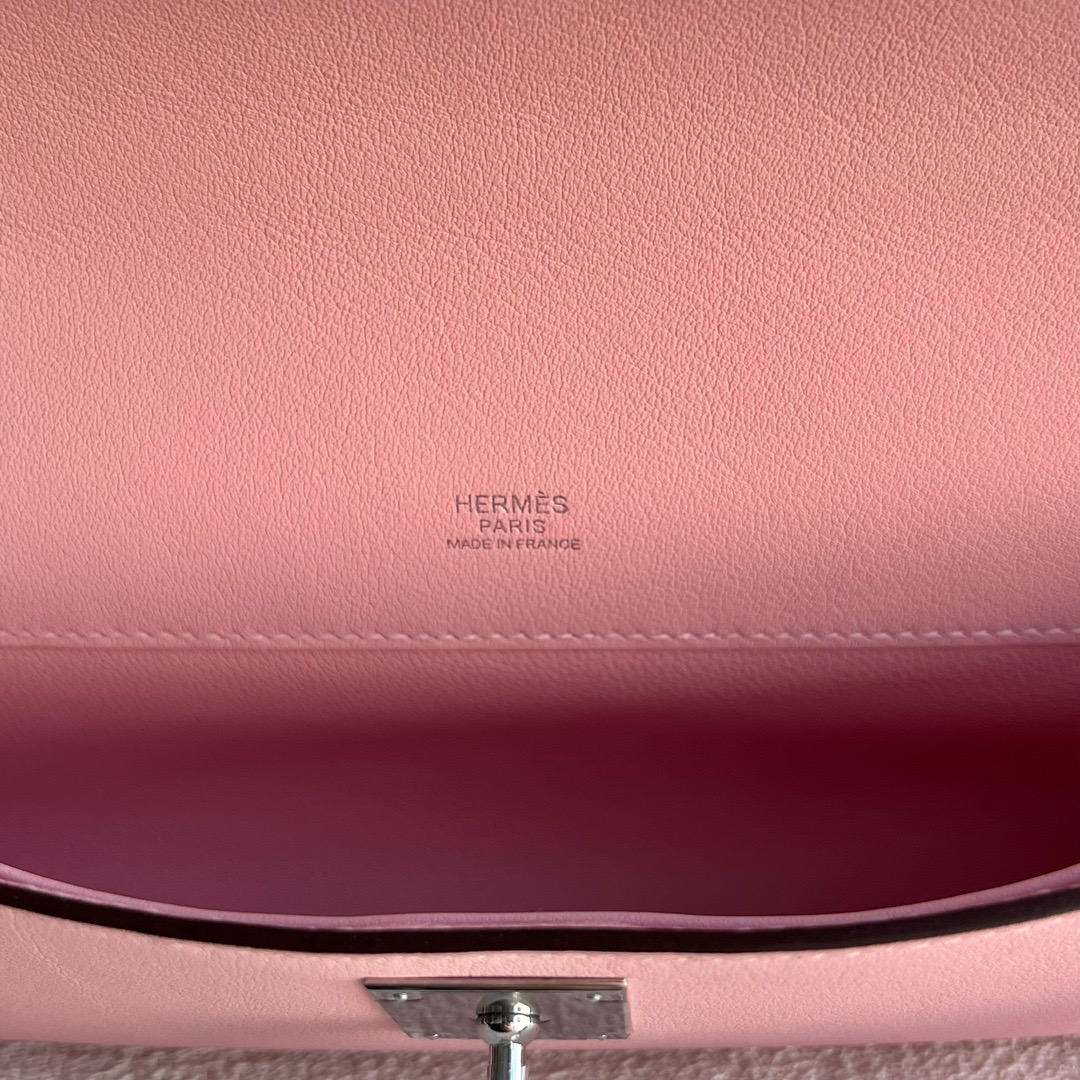愛馬仕包包經典款Hermès Kelly Cut Swift Leather 顏色3Q Rose Sakura櫻花粉銀色五金