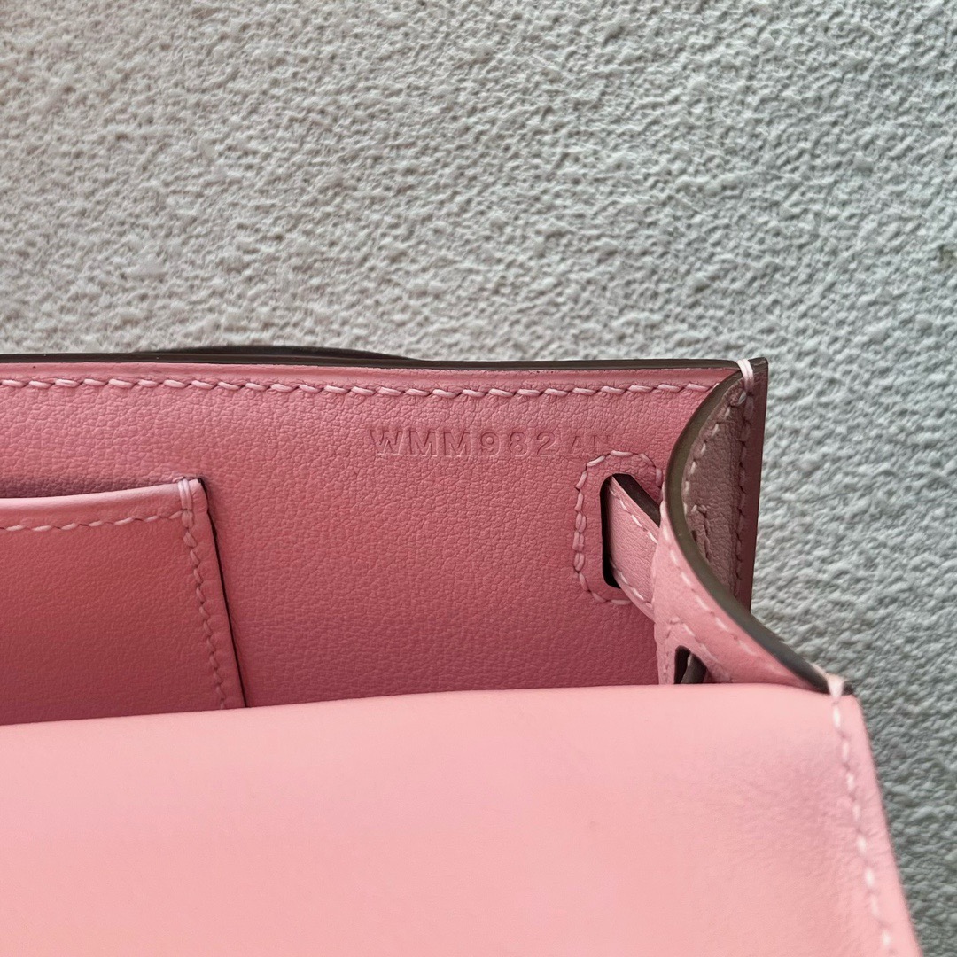 愛馬仕包包經典款Hermès Kelly Cut Swift Leather 顏色3Q Rose Sakura櫻花粉銀色五金