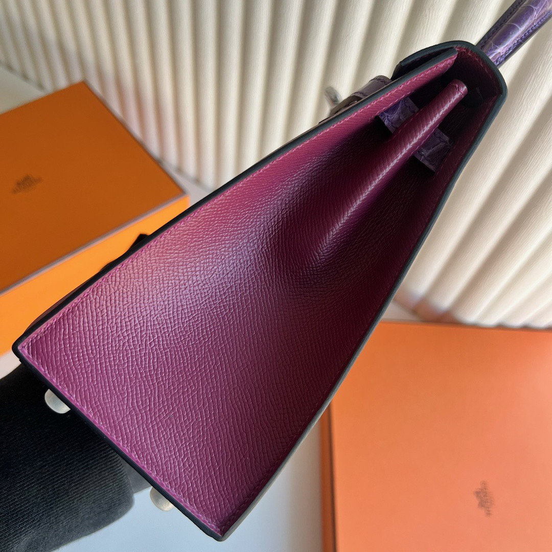 Hermès Special Order HSS Kelly 25 Touch Epsom/Shiny Nilo Crocodile N5 Cassis 黑加仑紫/5L ultraviolet 极度紫