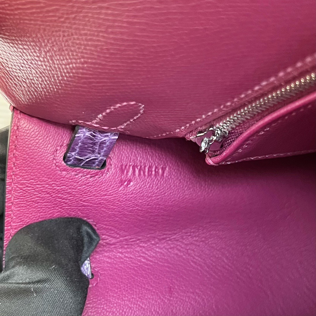 Hermès Special Order HSS Kelly 25 Touch Epsom/Shiny Nilo Crocodile N5 Cassis 黑加仑紫/5L ultraviolet 极度紫