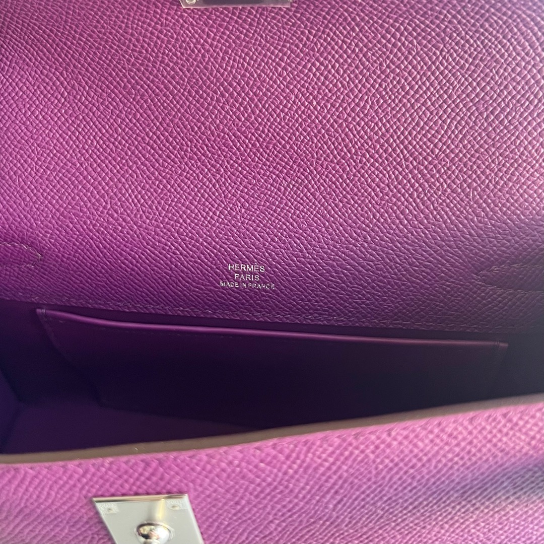 愛馬仕凱莉一代迷你 Hermès Kelly Pochette Epsom 顏色CKP9 Anémone海葵紫銀色五金