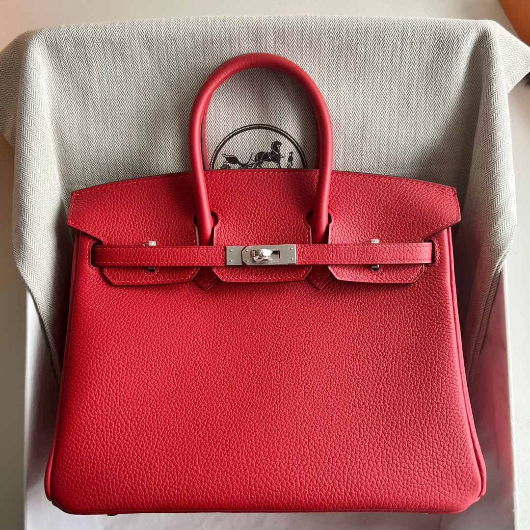 愛馬仕鉑金女包價格與圖片 Hermes Birkin 25 Togo S3 Rouge coeur 心紅色銀色五金