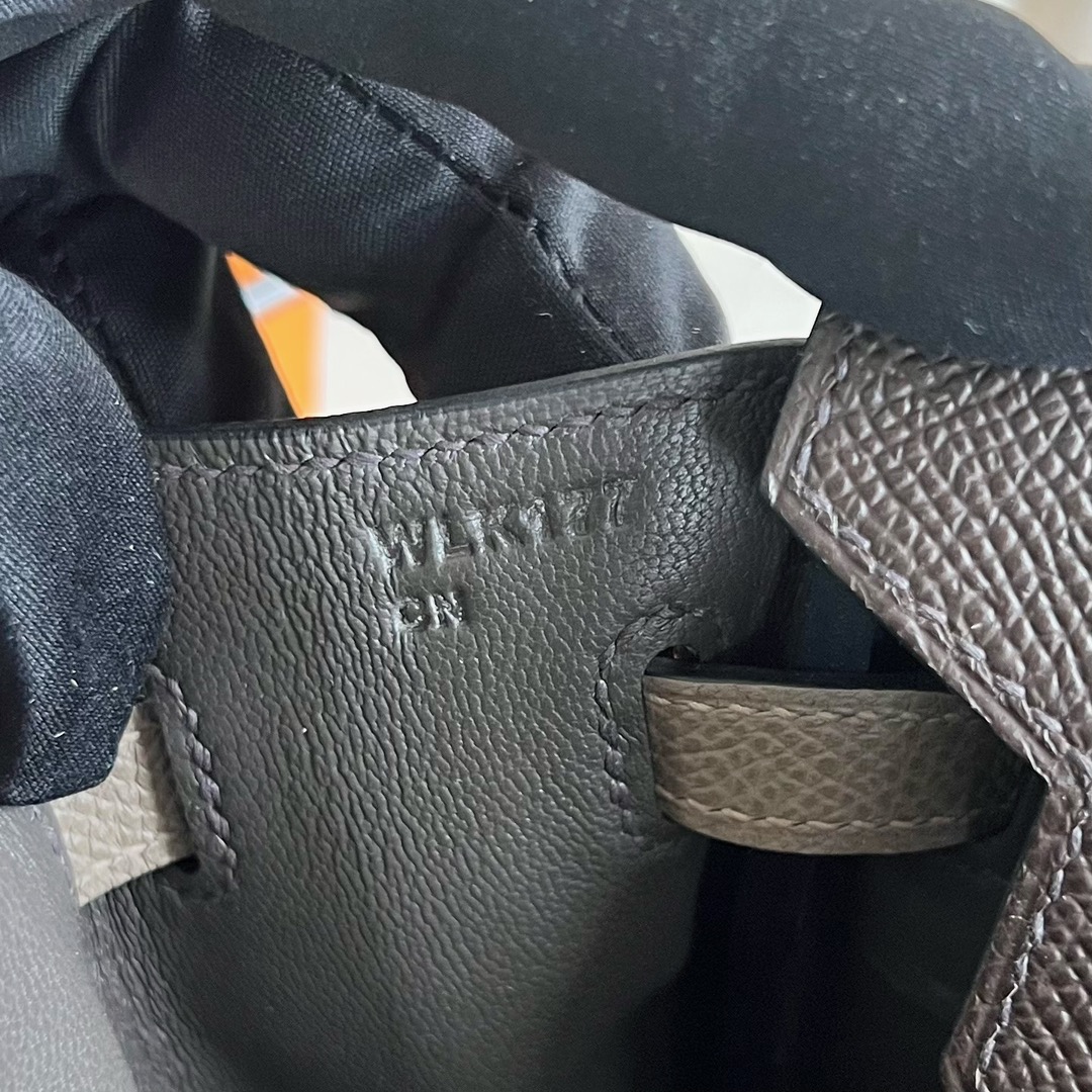 爱马仕铂金包特殊订单价格 Hermès Special Order Birkin 25 Epsom 4C Ecorce 树皮色/大象灰/黑色 银色五金