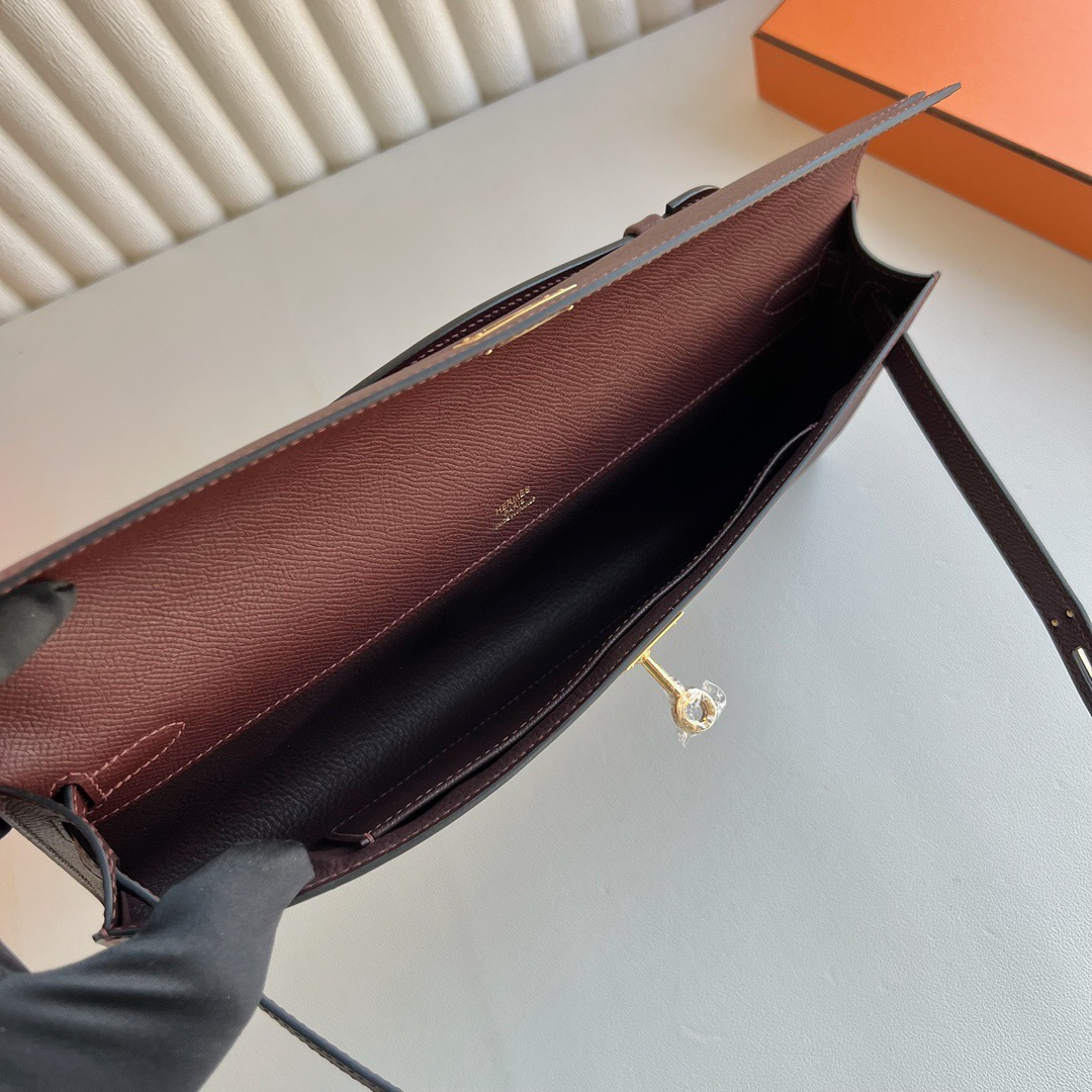 愛馬仕晚宴包包價格多少 Hermes Kelly Cut Epsom Bordeaux波爾多酒紅 金色五金