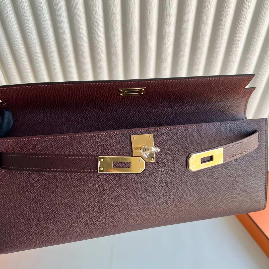 愛馬仕晚宴包包價格多少 Hermes Kelly Cut Epsom Bordeaux波爾多酒紅 金色五金
