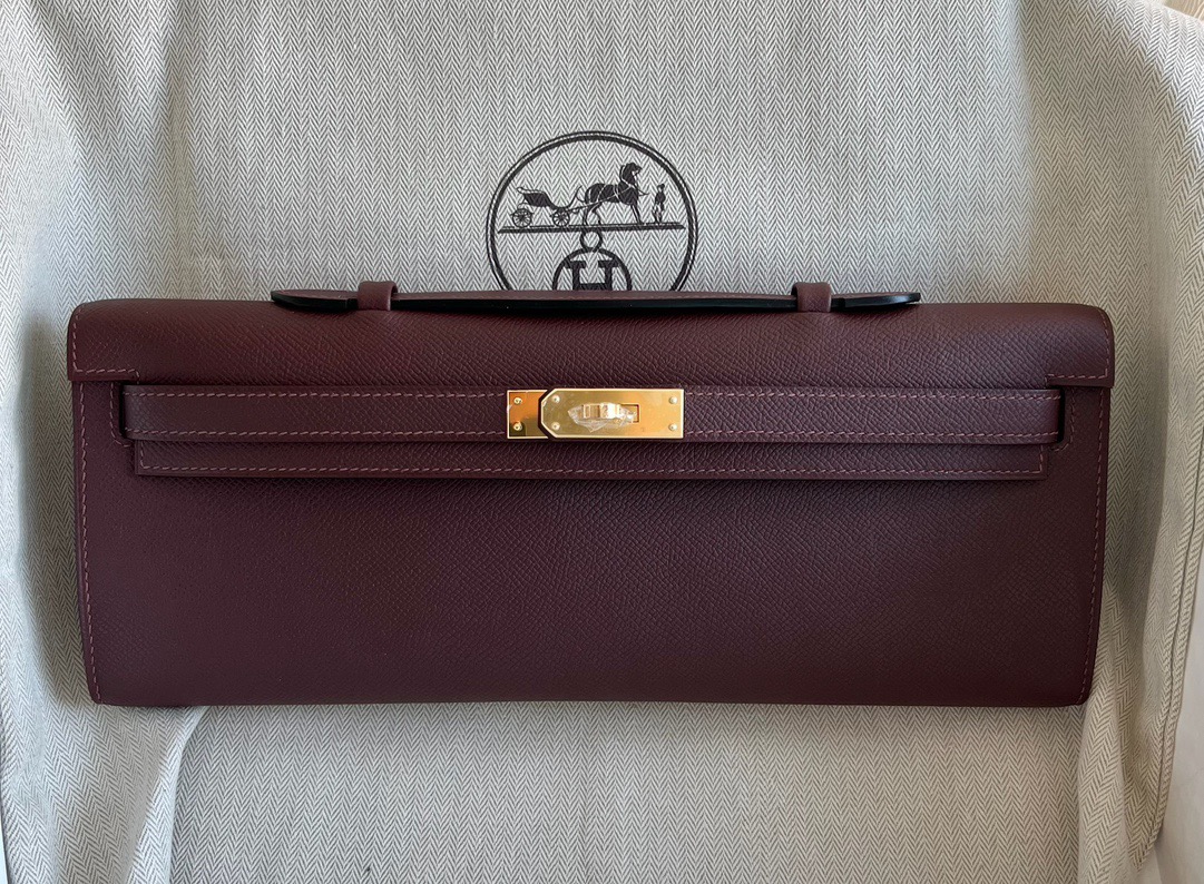 愛馬仕晚宴包包價格多少 Hermes Kelly Cut Epsom Bordeaux波爾多酒紅 金色五金