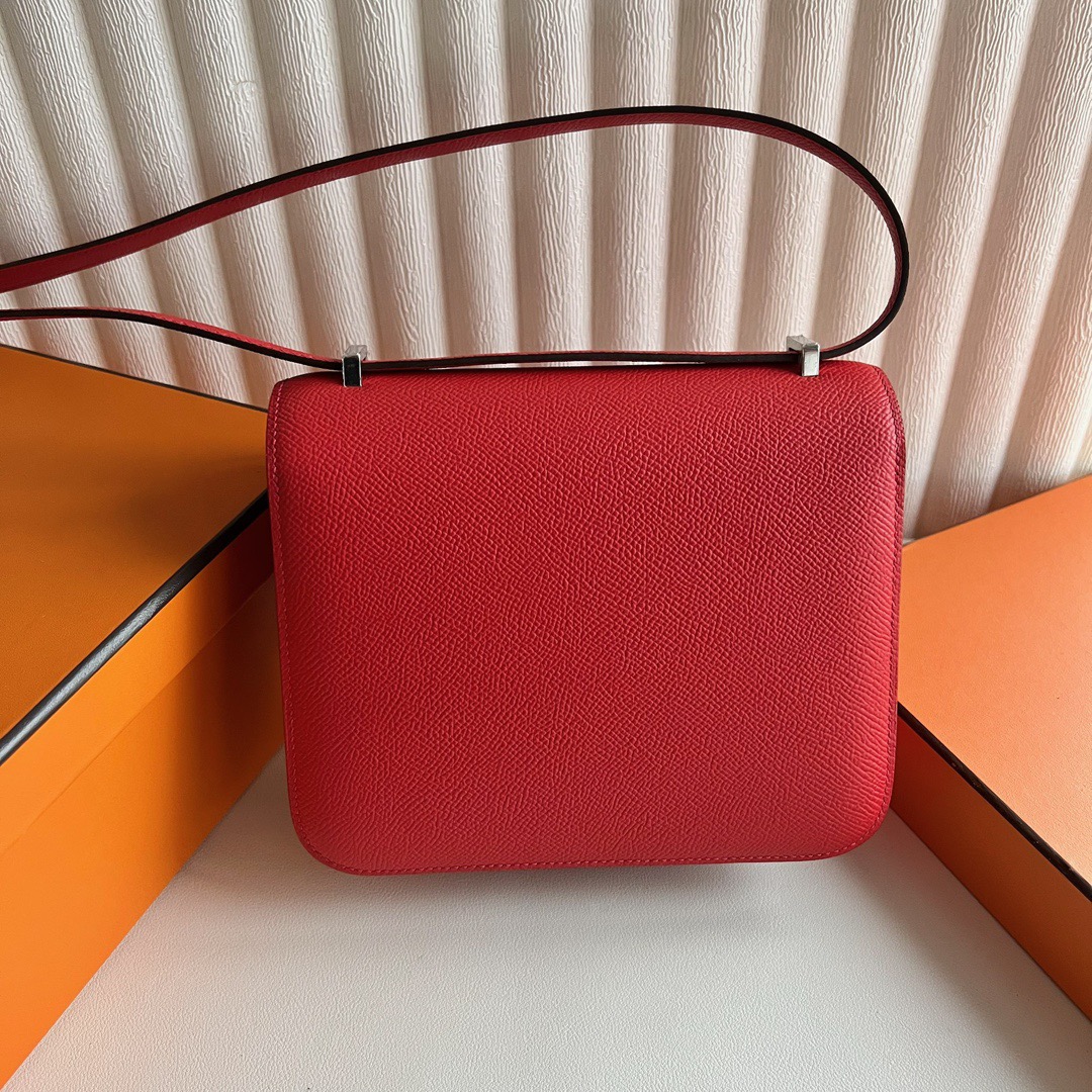 爱马仕康康包包 Mini尺寸 Hermes Constance 18 Epsom A5 Bouganinviller 杜鹃红 银色五金