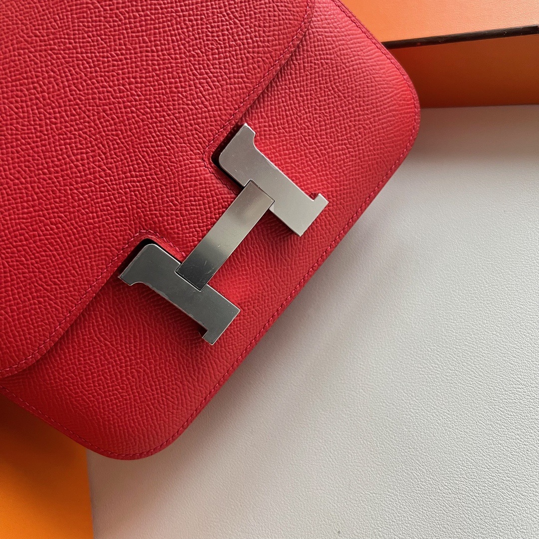 爱马仕康康包包 Mini尺寸 Hermes Constance 18 Epsom A5 Bouganinviller 杜鹃红 银色五金