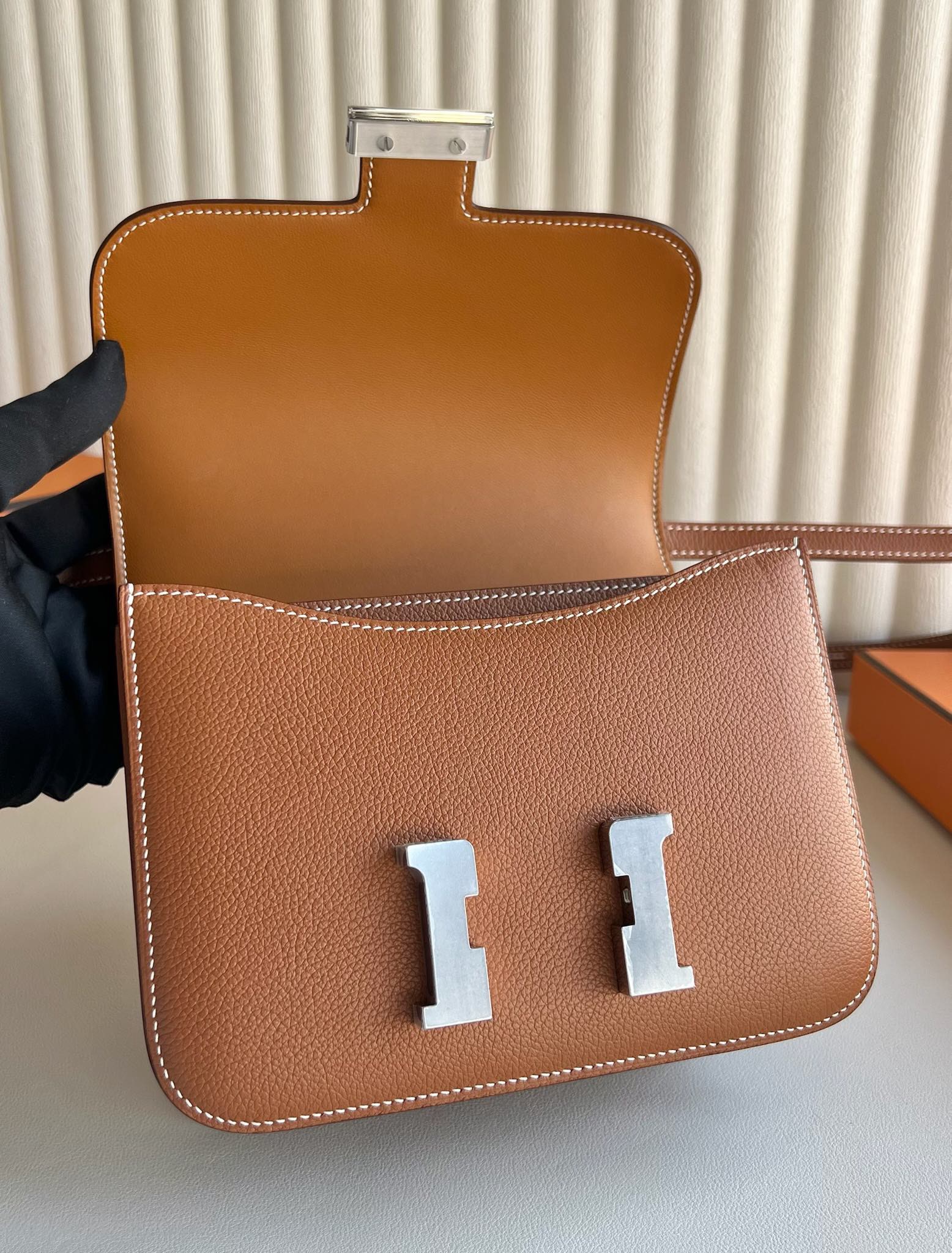 爱马仕康康包刻印年份 Hermes Constance 18 Epsom CK37 Gold 金棕色 银色五金