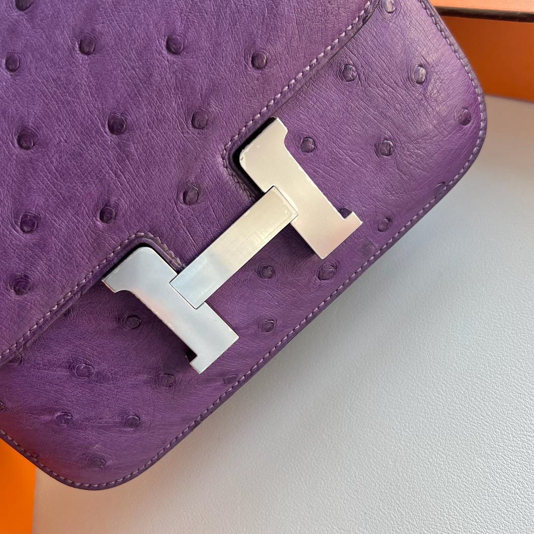 愛馬仕康康包價格 Hermes Constance 18 Ostrich 原廠南非Klein Karoo鴕鳥皮 Violet紫羅蘭