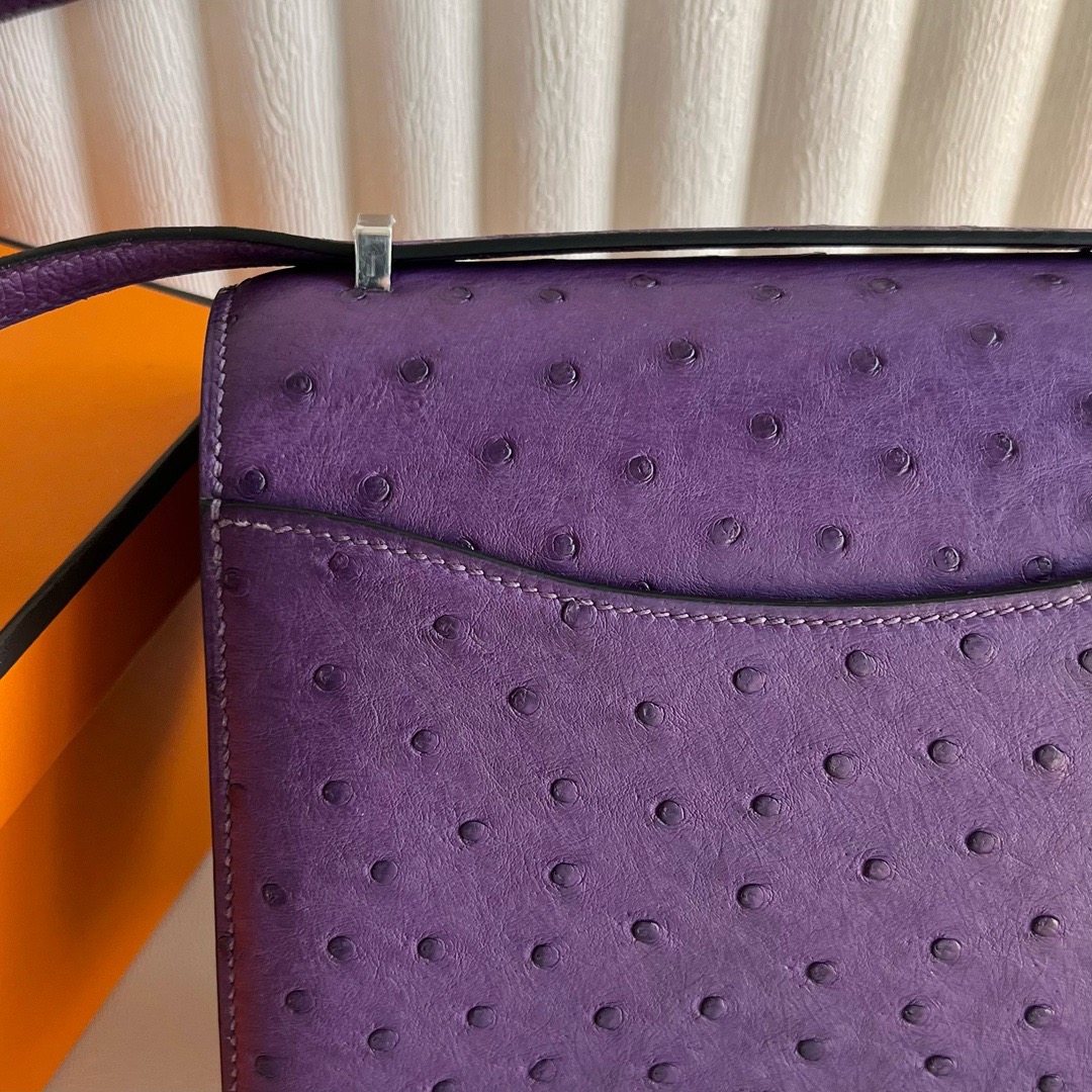 愛馬仕康康包價格 Hermes Constance 18 Ostrich 原廠南非Klein Karoo鴕鳥皮 Violet紫羅蘭