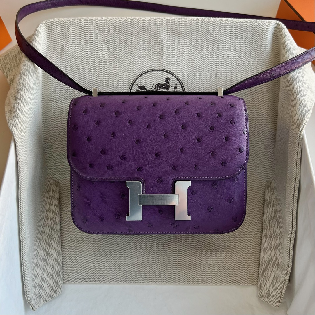 愛馬仕康康包價格 Hermes Constance 18 Ostrich 原廠南非Klein Karoo鴕鳥皮 Violet紫羅蘭