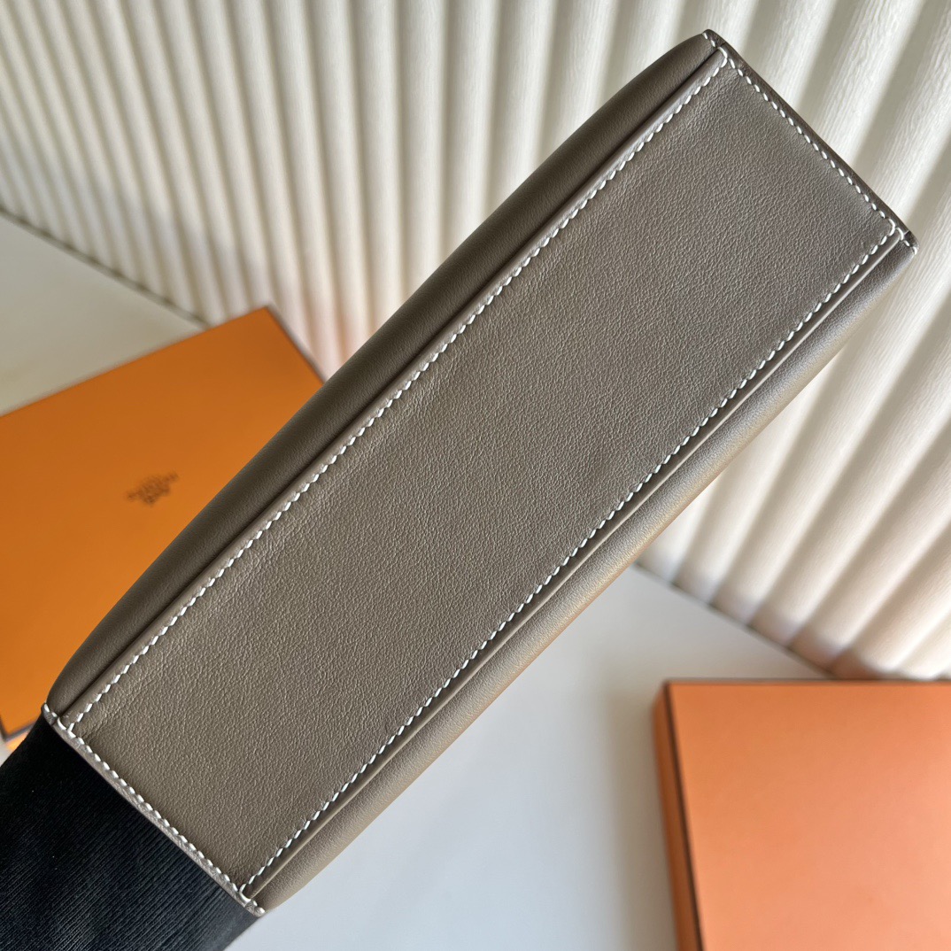 愛馬仕迷你凱莉包價格 Hermes Kelly Pochette Swift CK18 Etoupe 大象灰銀色五金