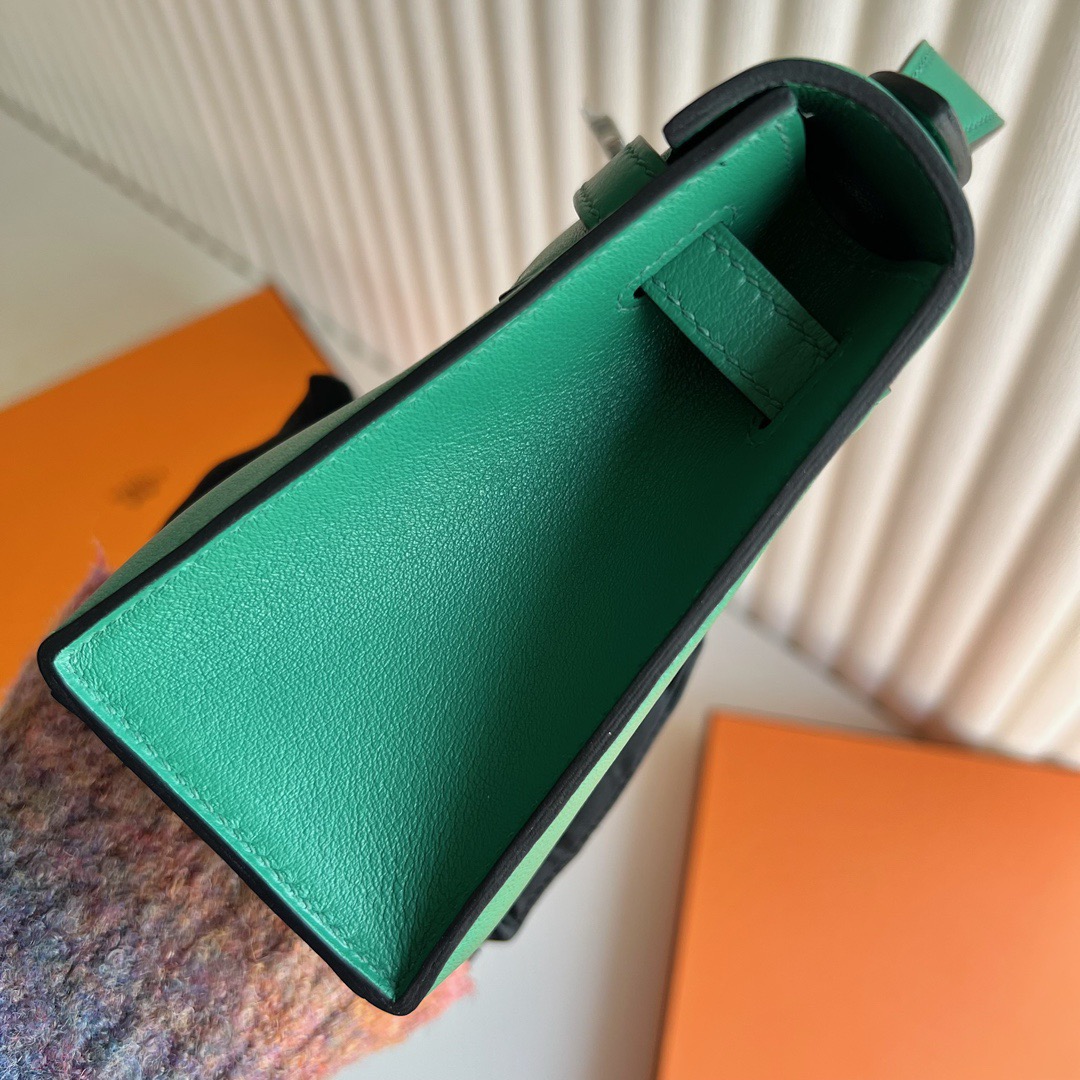 愛馬仕凱莉包一代迷你 Hermes Kelly Pochette Swift U4 Vert Vertigo 絲絨綠銀色五金-Qatar Kuwait Hermes Birkin Kelly Lindy bag 愛馬仕凱莉包一代迷你 Hermes Kelly Pochette Swift U4 Vert Vertigo 絲絨綠銀色五金