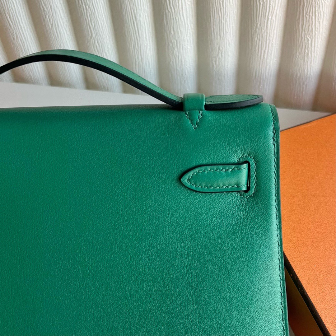 愛馬仕凱莉包一代迷你 Hermes Kelly Pochette Swift U4 Vert Vertigo 絲絨綠銀色五金-Qatar Kuwait Hermes Birkin Kelly Lindy bag 愛馬仕凱莉包一代迷你 Hermes Kelly Pochette Swift U4 Vert Vertigo 絲絨綠銀色五金