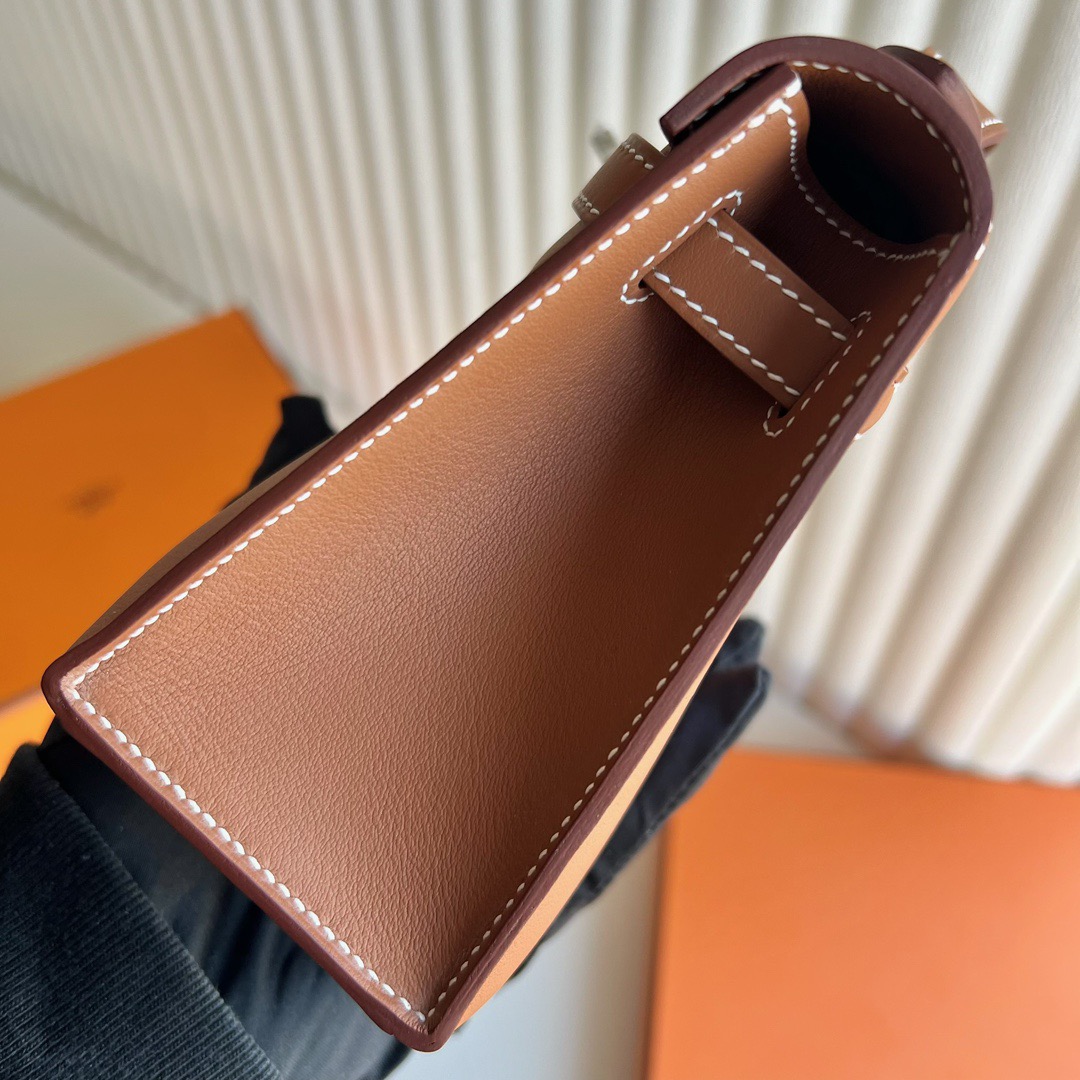 愛馬仕凱莉包尺寸大全 Hermes Kelly Pochette Swift CK37 Gold金棕色 銀色五金