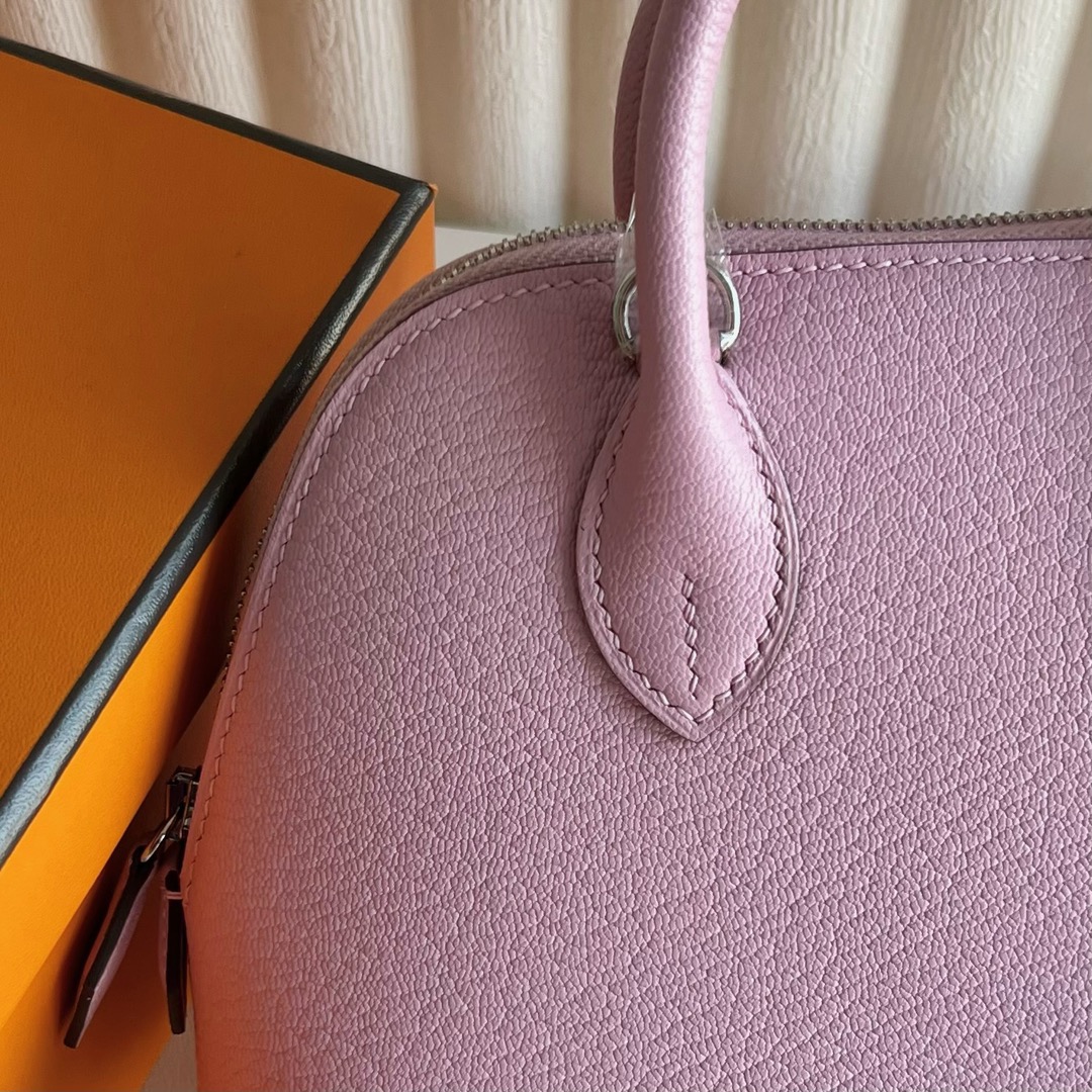 愛馬仕保齡球包官網價格 Hermes Mini Bolide 20 Evercolor X9 Mauve Sylvestre 錦葵紫銀色五金