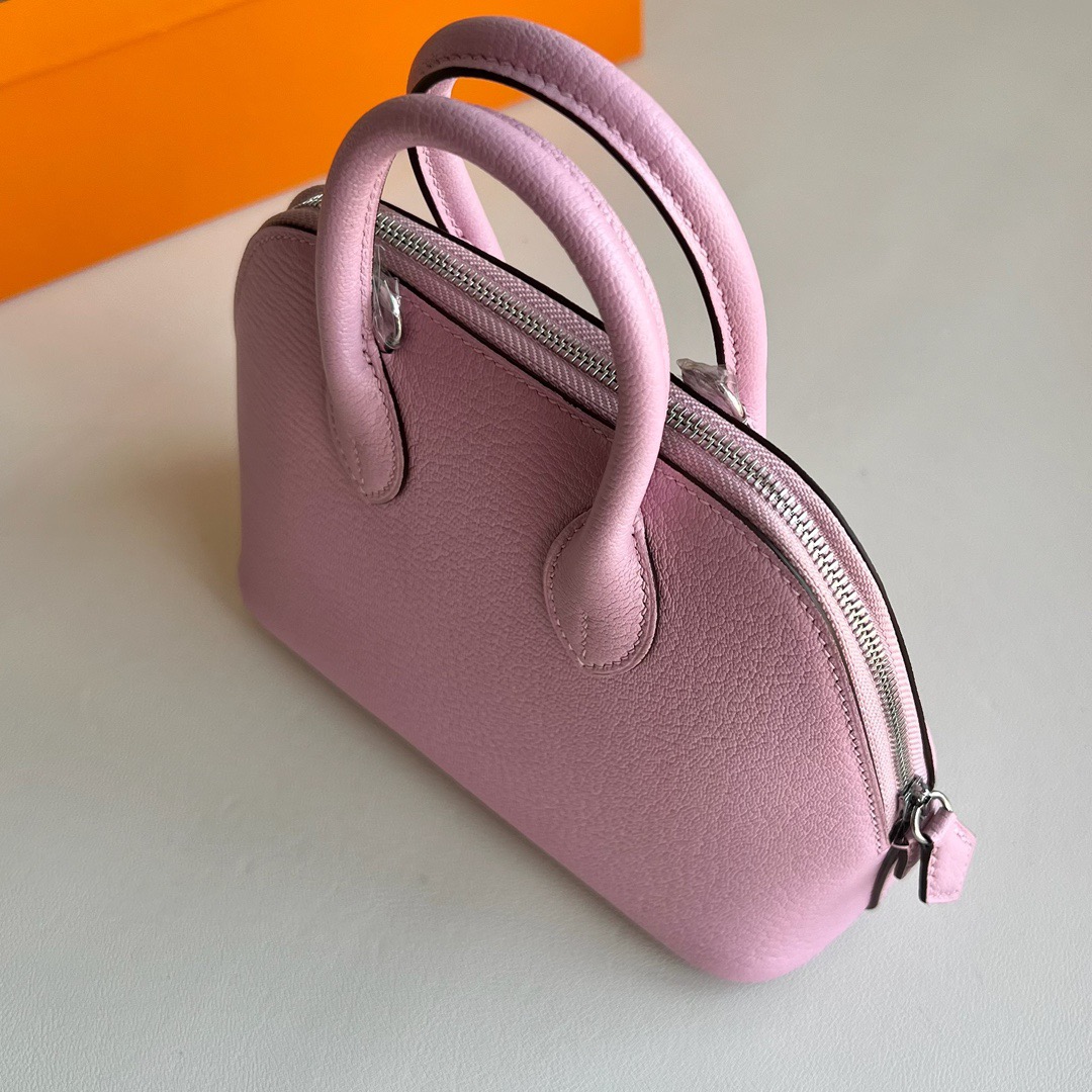 愛馬仕保齡球包官網價格 Hermes Mini Bolide 20 Evercolor X9 Mauve Sylvestre 錦葵紫銀色五金
