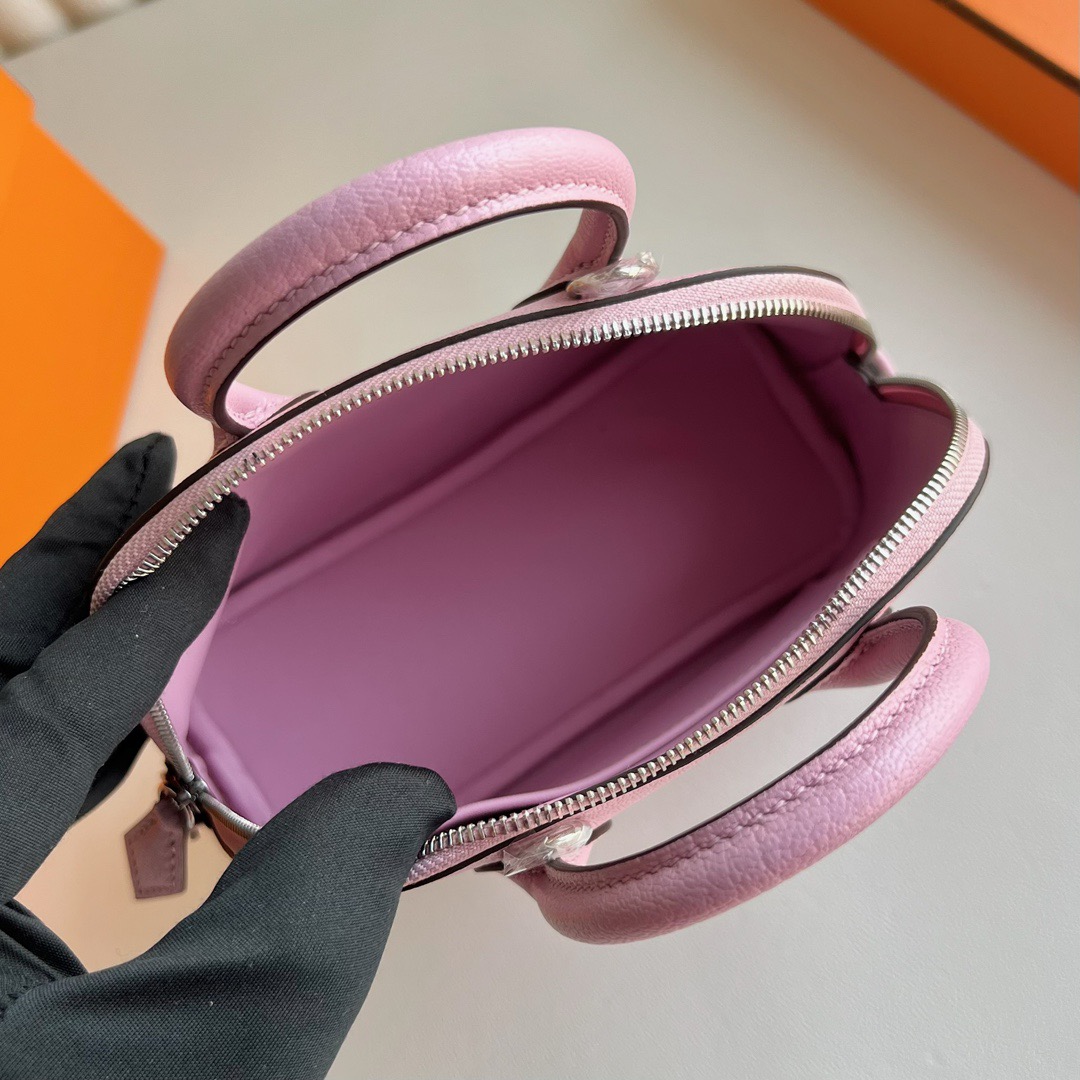 愛馬仕保齡球包官網價格 Hermes Mini Bolide 20 Evercolor X9 Mauve Sylvestre 錦葵紫銀色五金