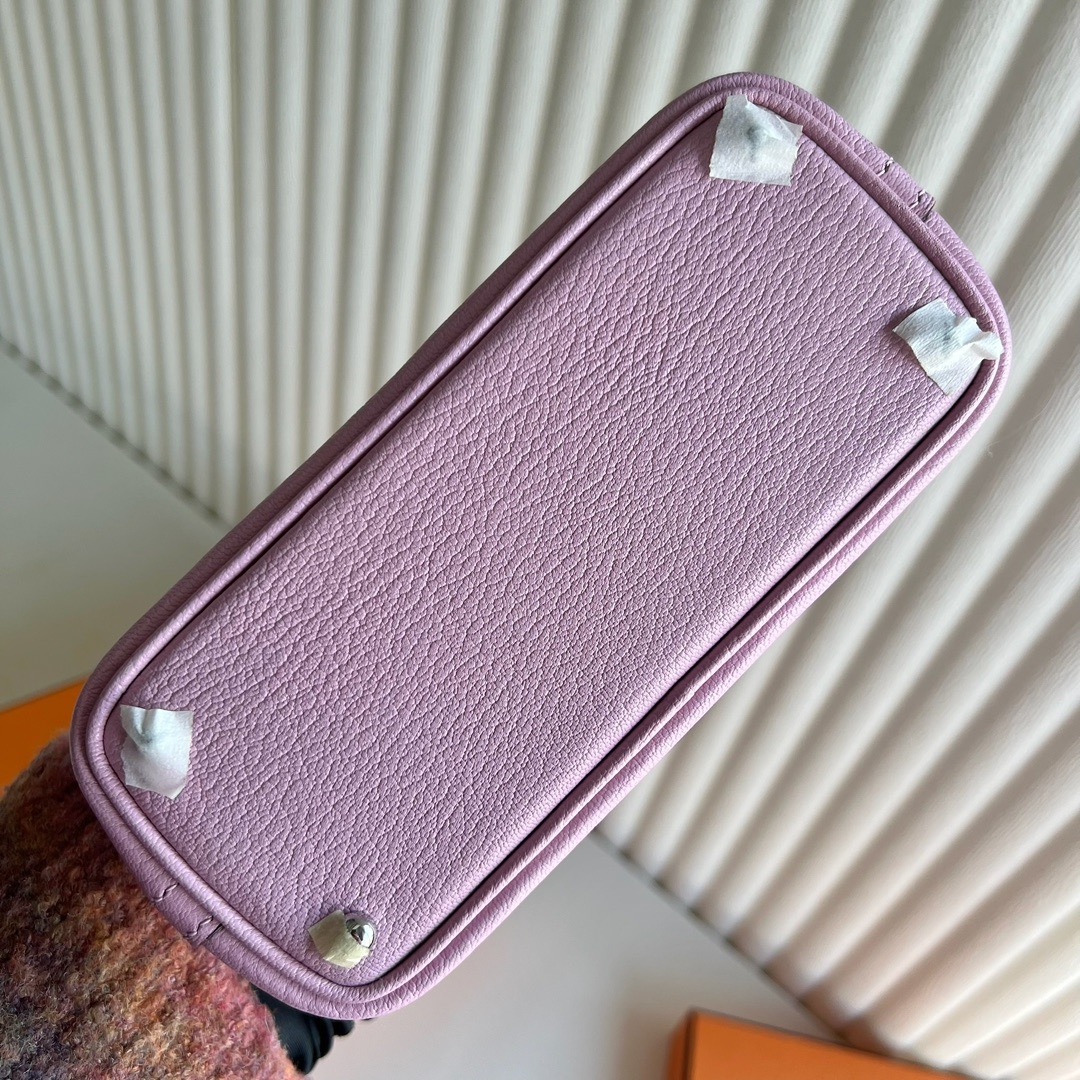愛馬仕保齡球包官網價格 Hermes Mini Bolide 20 Evercolor X9 Mauve Sylvestre 錦葵紫銀色五金