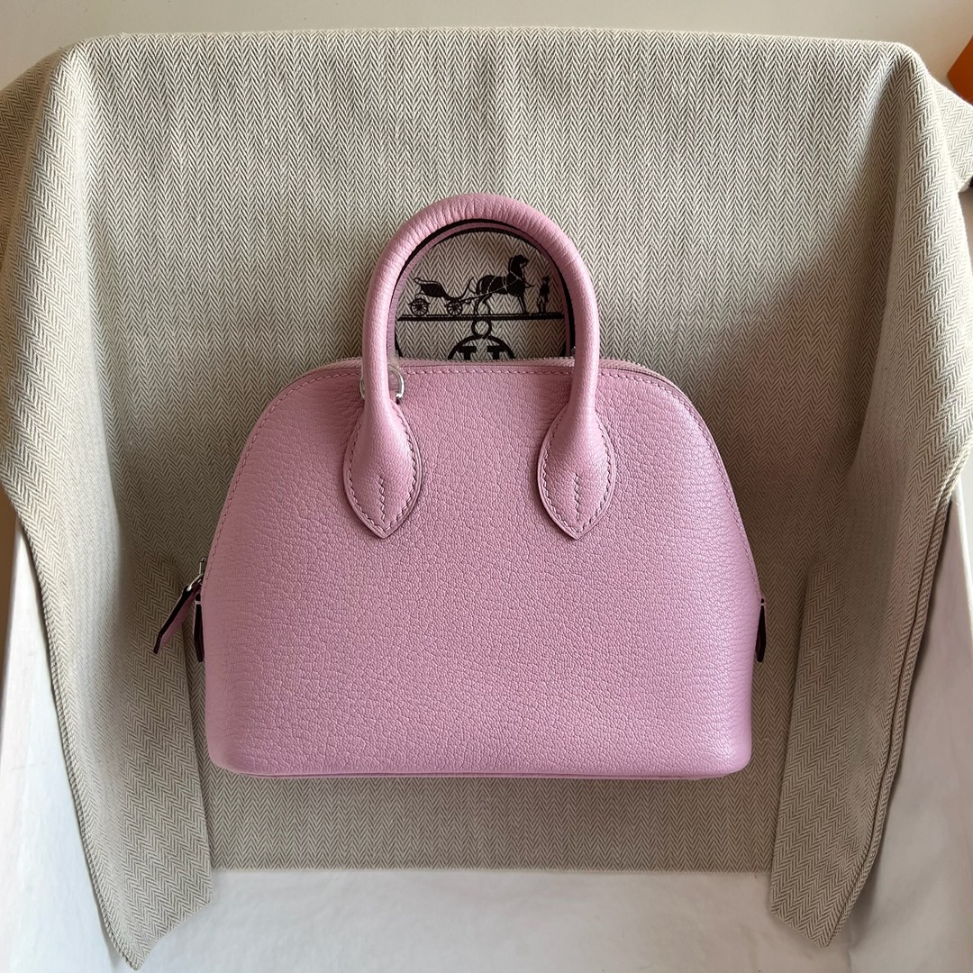 愛馬仕保齡球包官網價格 Hermes Mini Bolide 20 Evercolor X9 Mauve Sylvestre 錦葵紫銀色五金