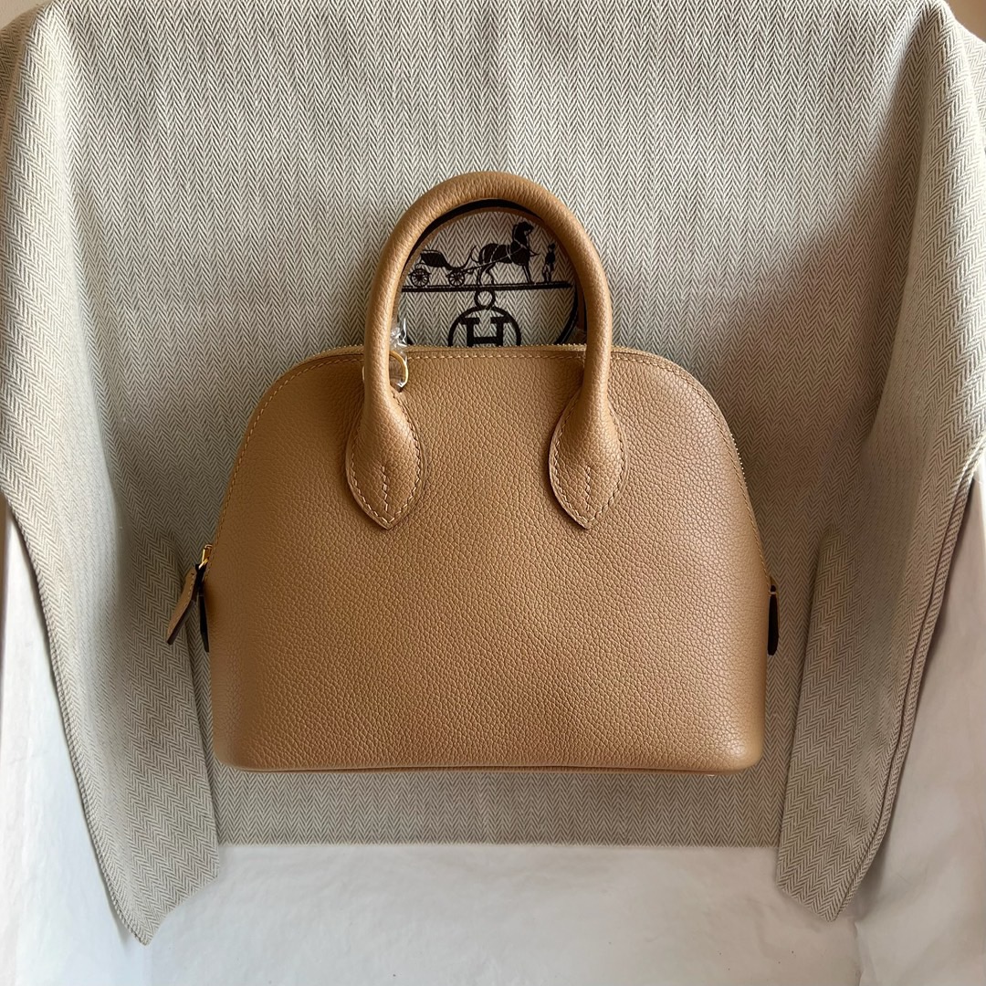 愛馬仕保齡球包哪個顏色好 Hermes Mini Bolide 20 Evercolor 0M Chai奶茶色 金色五金