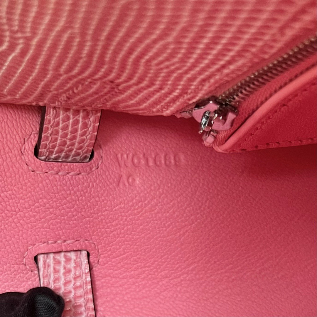 愛馬仕凱莉包25多少錢 Hermes Kelly 25 Lizard 原廠進口蜥蜴皮5P Bubblegum Pink櫻花粉