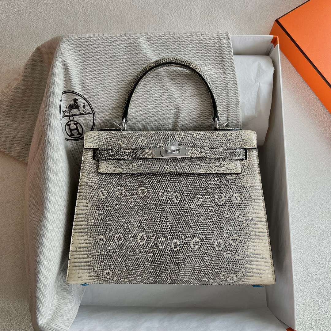 愛馬仕蜥蜴皮凱莉25專櫃價格 Hermes Kelly 25 Lizard原廠蜥蜴皮1B Ombre自然色