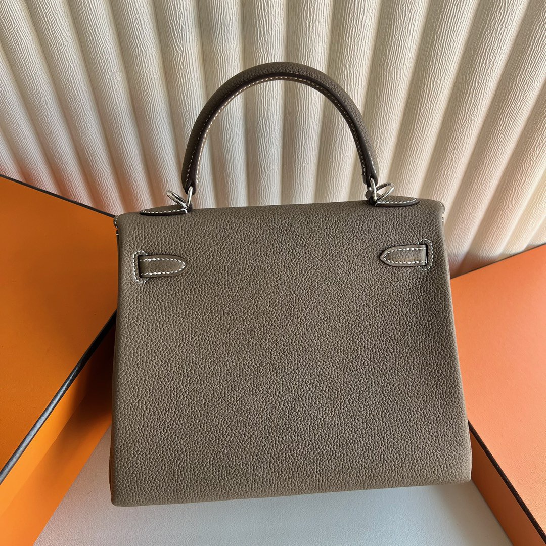 愛馬仕凱莉包多少錢 Hermes Kelly 25 Togo CK18 Etoupe大象灰銀色五金