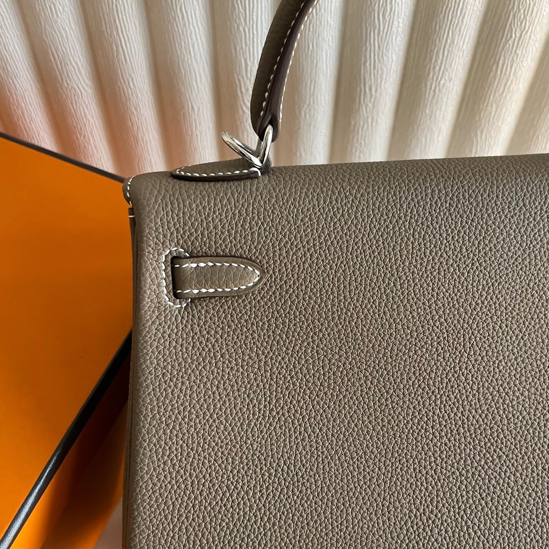 愛馬仕凱莉包多少錢 Hermes Kelly 25 Togo CK18 Etoupe大象灰銀色五金