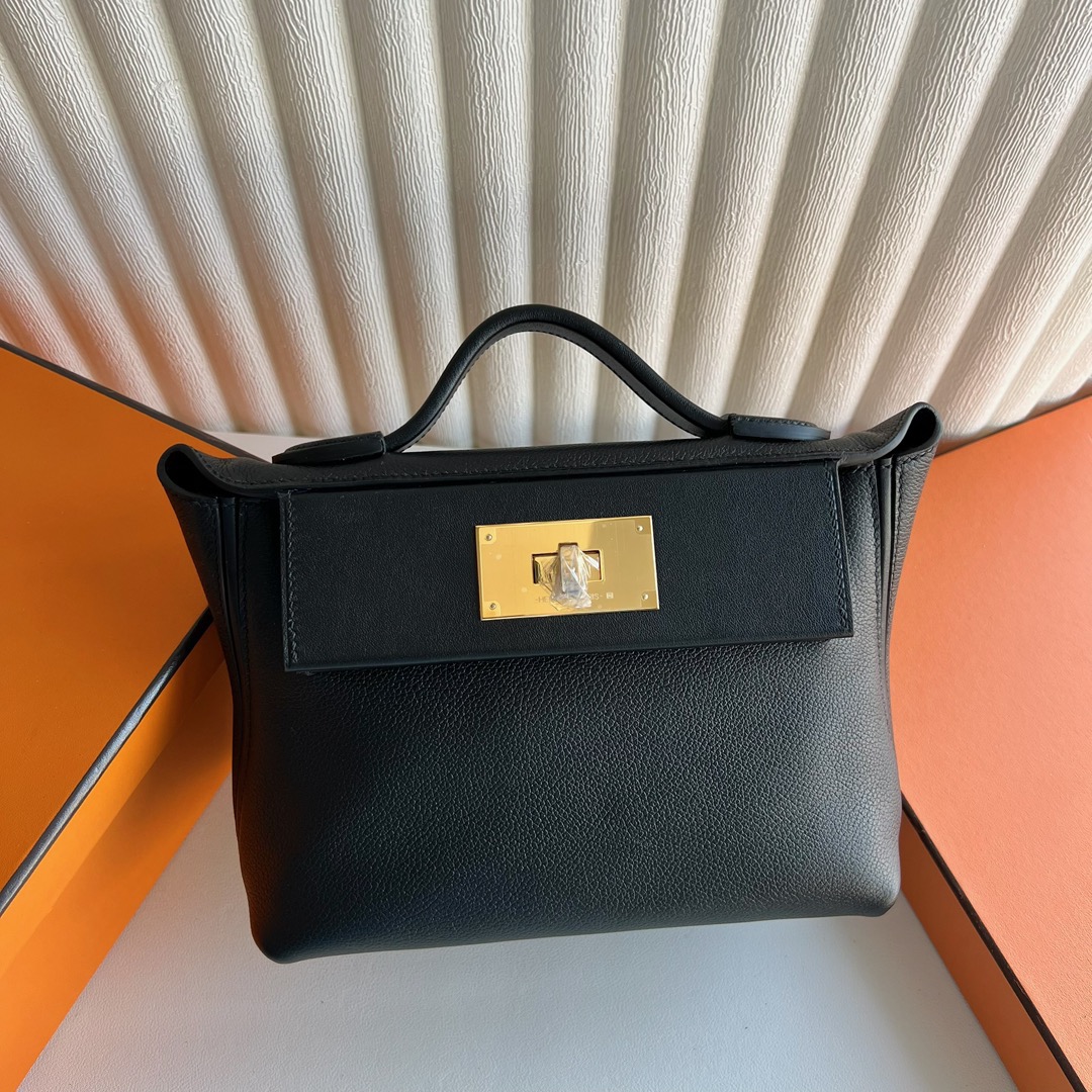 愛馬仕2424包包刻印怎麼看 Hermes Mini 2424 Evercolor/Swift 黑色金色五金
