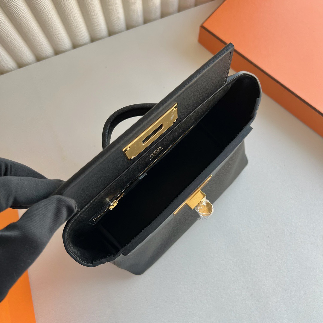 愛馬仕2424包包刻印怎麼看 Hermes Mini 2424 Evercolor/Swift 黑色金色五金