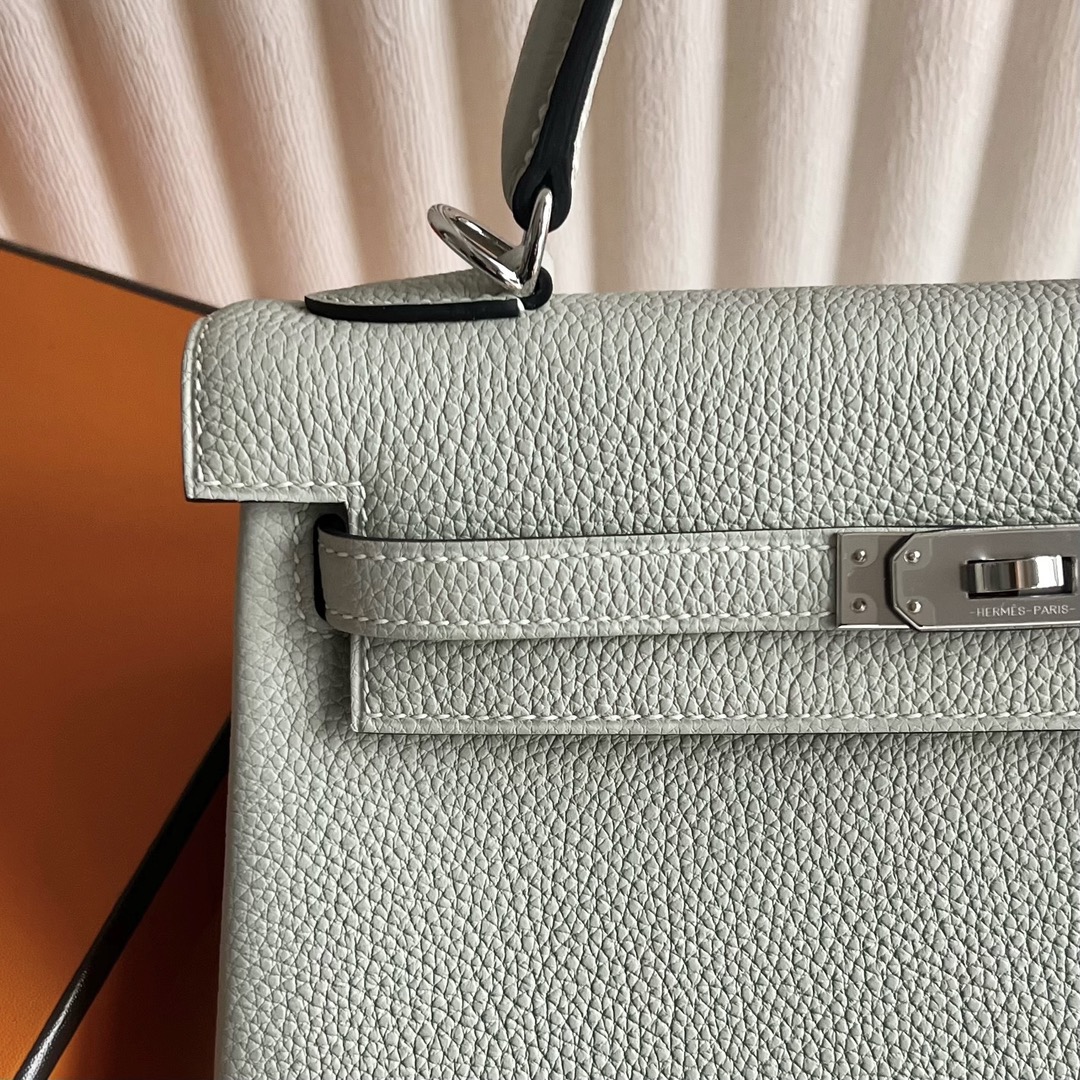愛馬仕凱莉包尺寸大全 Hermes Kelly 25 Togo W0 Gris Neve冰晶灰銀色五金